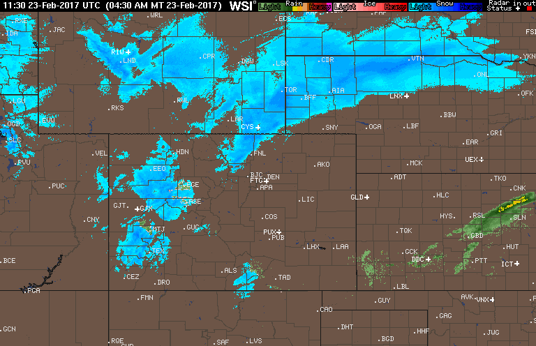 Current radar animation for Colorado as of 7AM Thursday